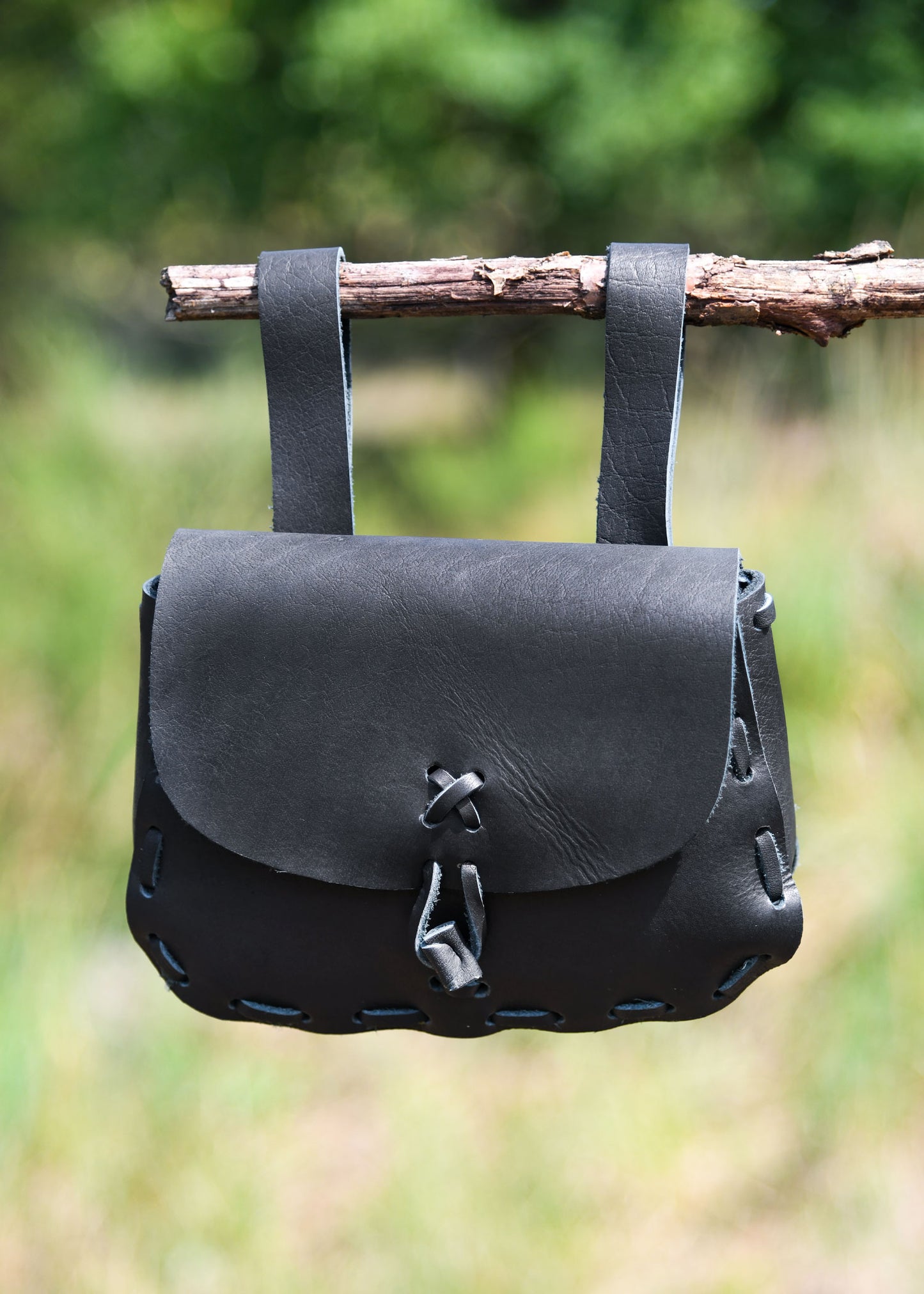 Mittelalter Gürteltasche aus Leder – Schwarze Wendetasche