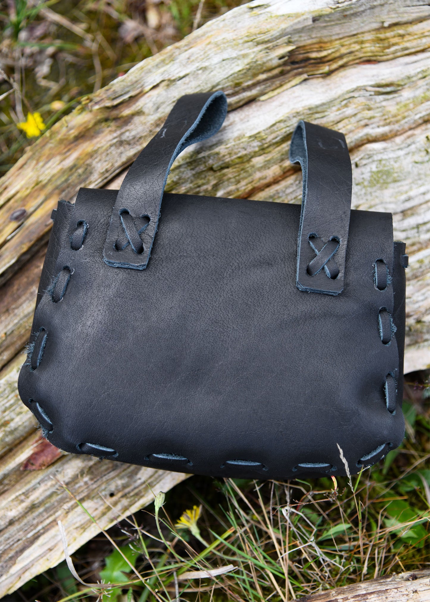 Mittelalter Gürteltasche aus Leder – Schwarze Wendetasche
