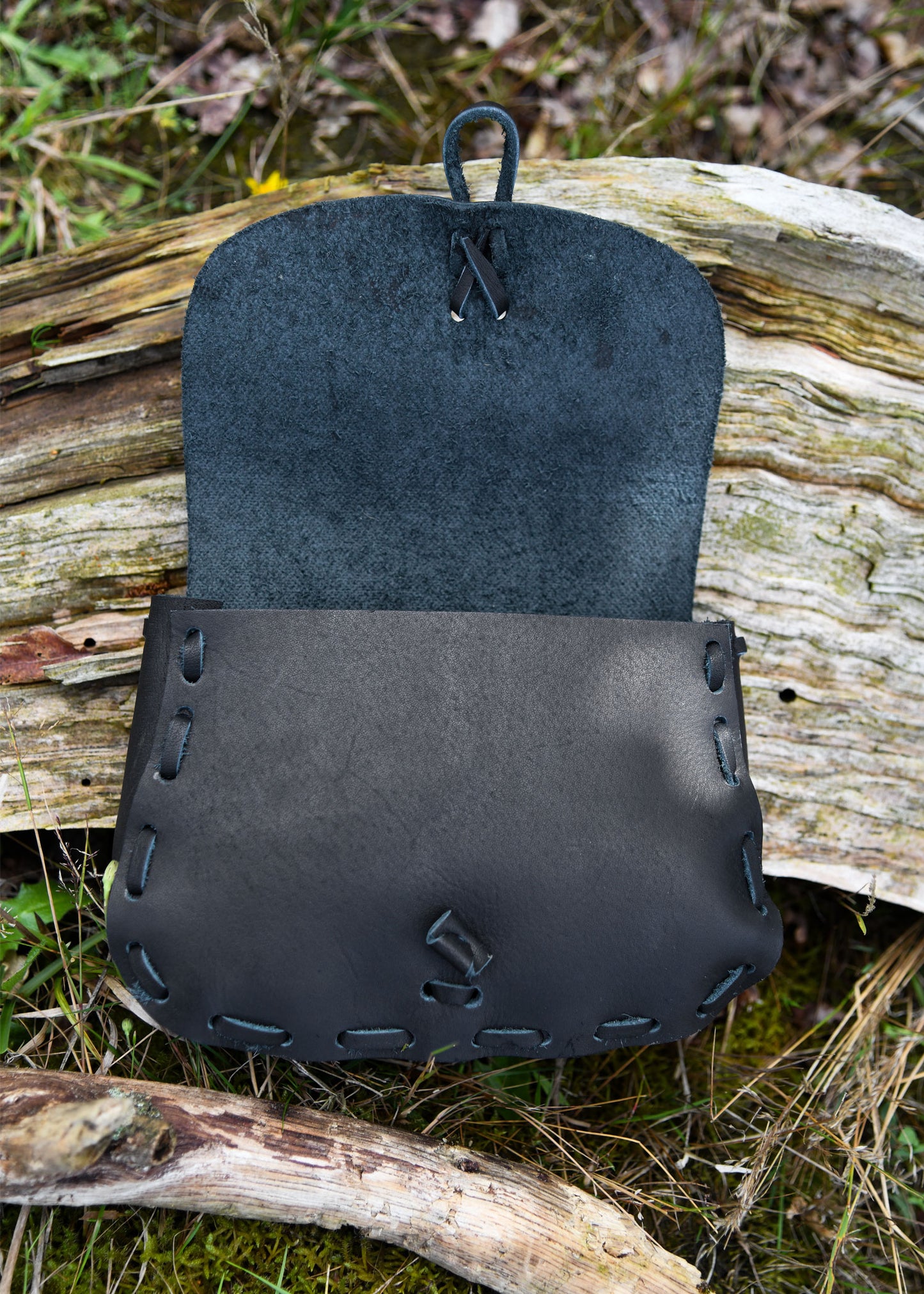Mittelalter Gürteltasche aus Leder – Schwarze Wendetasche