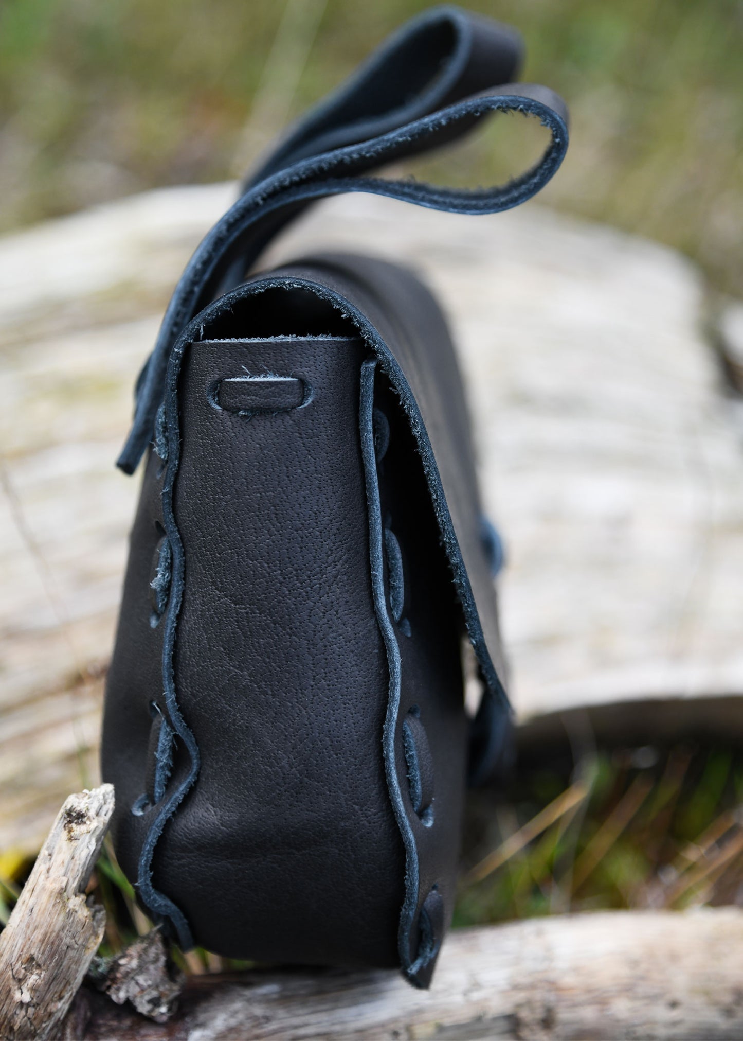 Mittelalter Gürteltasche aus Leder – Schwarze Wendetasche