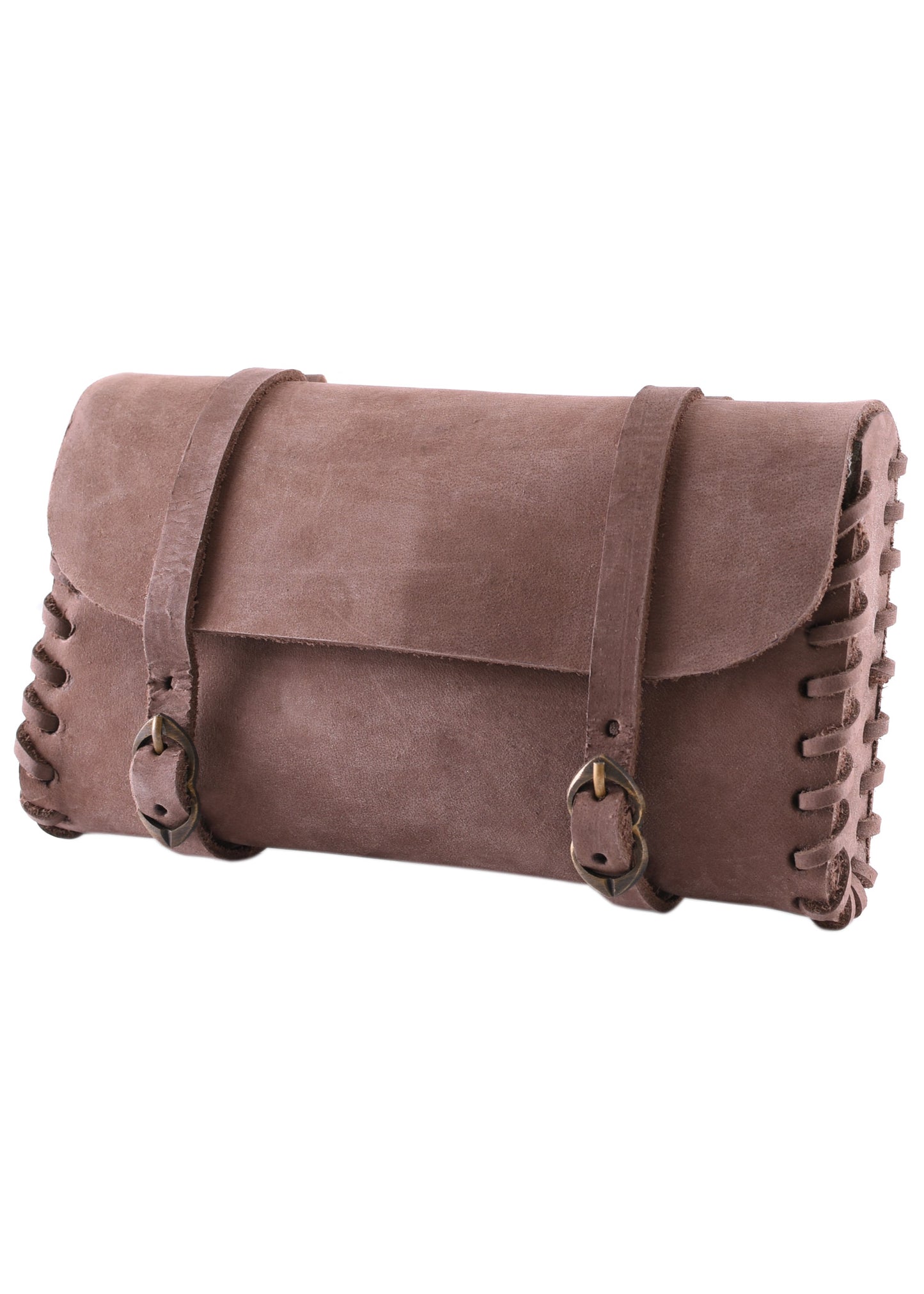 Mittelalter Ledertasche mit Messingschnallen – Gürteltasche Braun