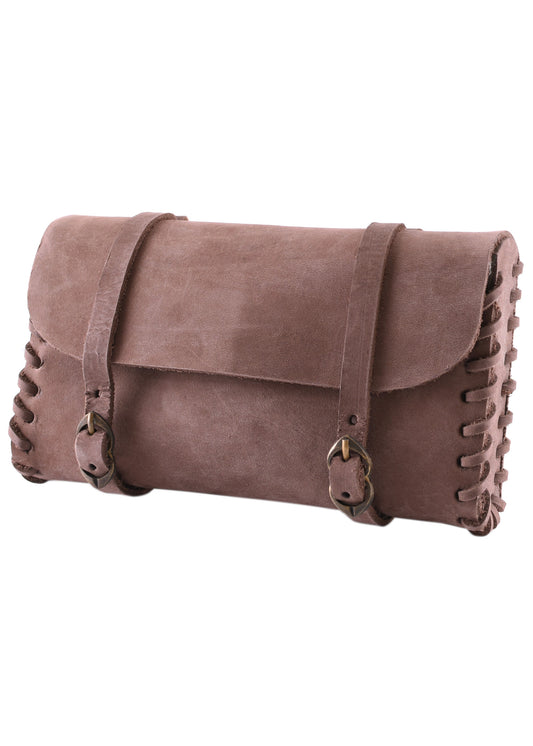 Mittelalter Ledertasche mit Messingschnallen – Gürteltasche Braun