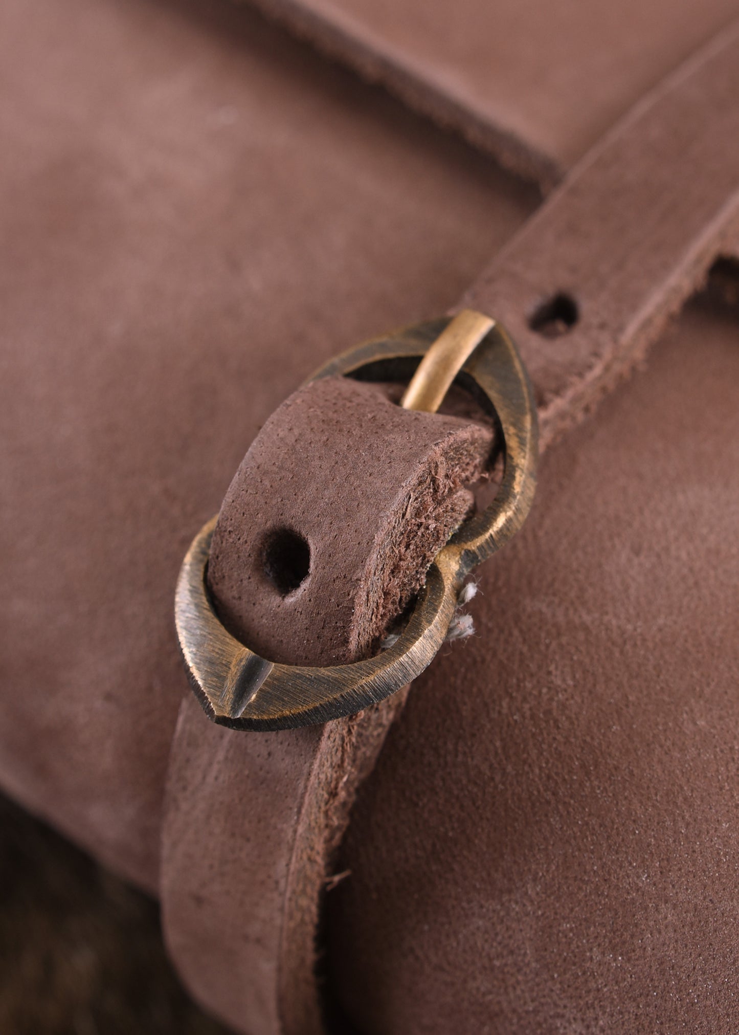 Mittelalter Ledertasche mit Messingschnallen – Gürteltasche Braun