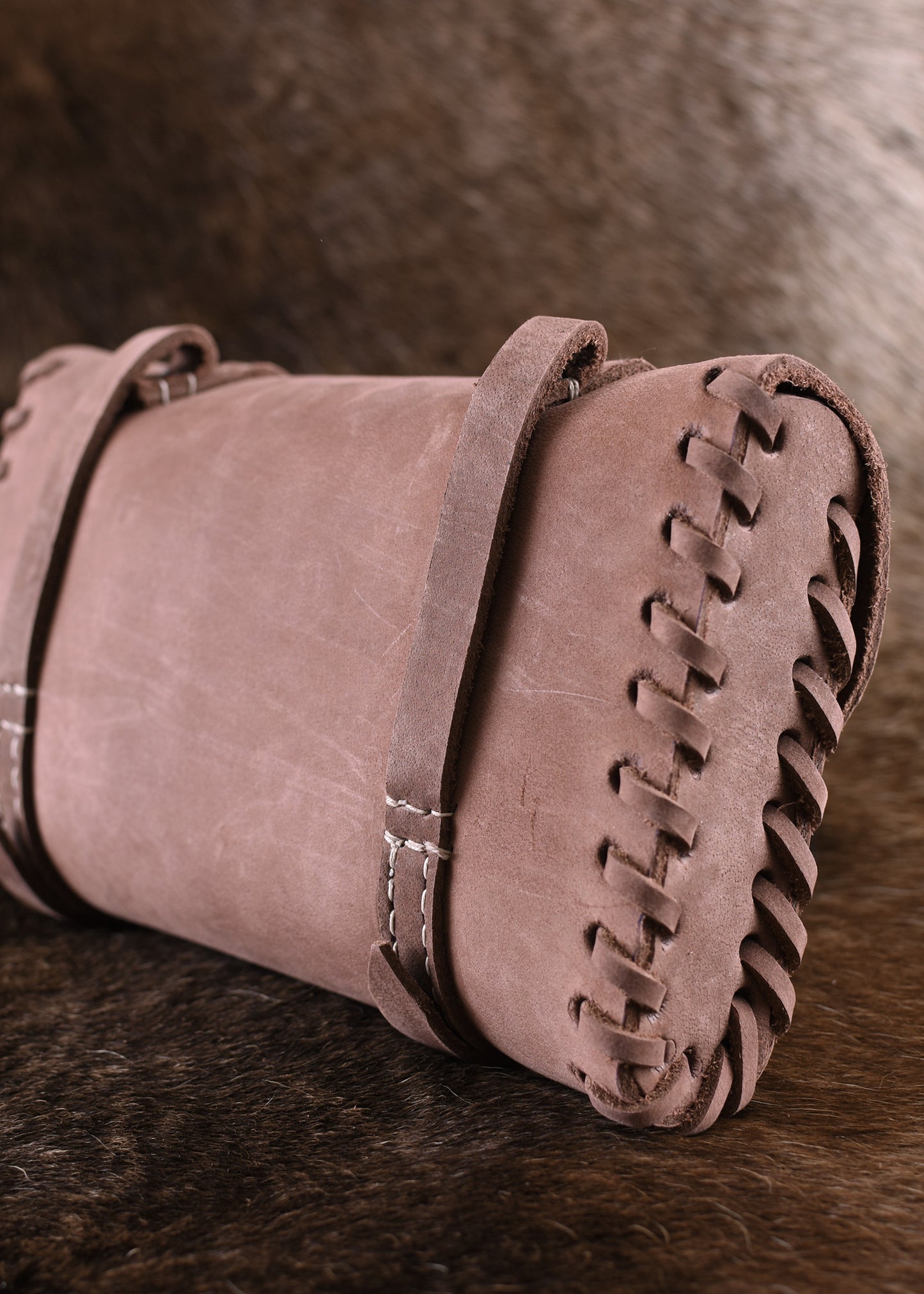 Mittelalter Ledertasche mit Messingschnallen – Gürteltasche Braun